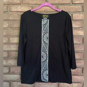 Bob Mackie Black 3/4 Sleeve Shirt - Women’s Small NWT